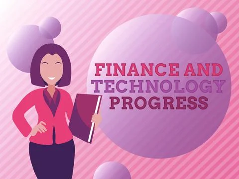 Conceptual caption Finance And Technology Progress. Concept meaning helps Illustrazione stock