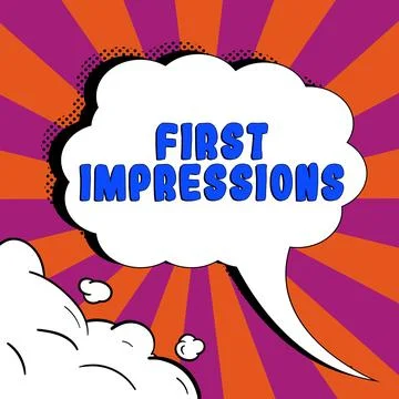 Conceptual caption First Impressions. Word for What a person thinks of you when 스톡 일러스트