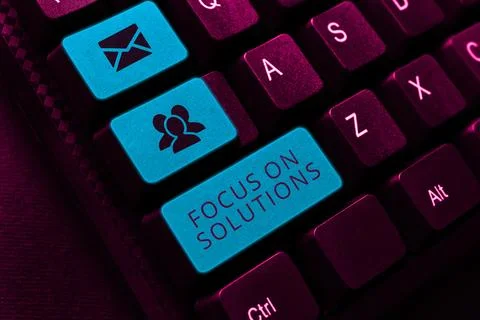 Conceptual caption Focus On Solutions. Business showcase powerful practical way Stock Illustration