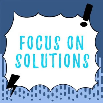 Conceptual caption Focus On Solutions, Word Written on powerful practical way Stock Illustration