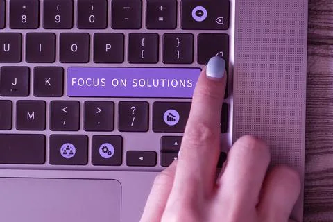 Conceptual caption Focus On Solutions. Word Written on powerful practical way to Foto stock