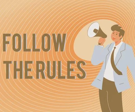 Conceptual caption Follow The Rules. Concept meaning order someone stick to Stock Illustration