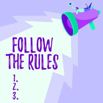 Conceptual caption Follow The Rules. Word for go with regulations governing Stock Illustration