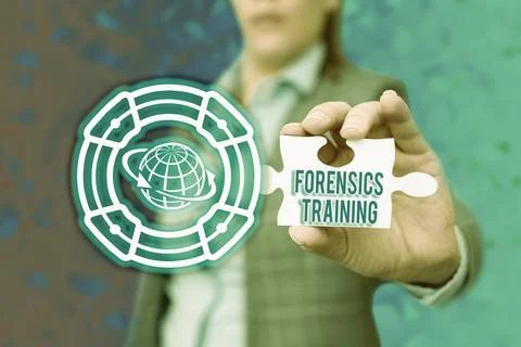 Conceptual caption Forensics Training. Business approach scientific methods and Stock Photos