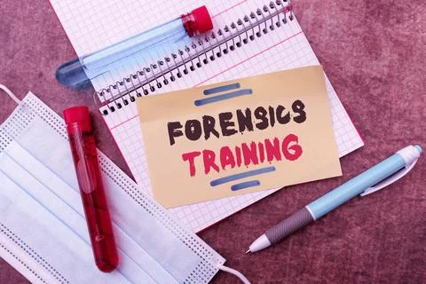 Conceptual caption Forensics Training. Business concept scientific methods and Stock Photos