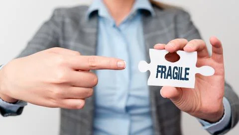 Conceptual caption Fragile. Business overview Breakable Handle with Care Bubble Foto stock