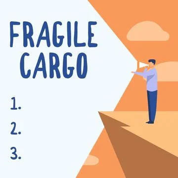 Conceptual caption Fragile Cargo. Concept meaning Breakable Handle with Care Illustration