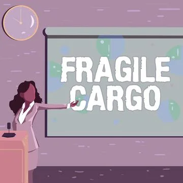 Conceptual caption Fragile Cargo. Internet Concept Breakable Handle with Care Illustration