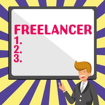 Conceptual caption Freelancer. Concept meaning a person who acts independently Stock Illustration