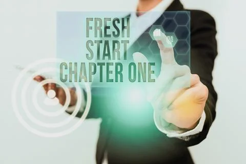 Conceptual caption Fresh Start Chapter One. Word Written on changes in your Stock Photos