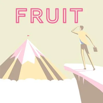 Conceptual caption Fruit. Word Written on sweet and fleshy product of a tree or Stock Illustration