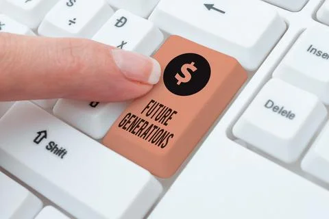 Conceptual caption Future Generations. Word for generations to come after the Foto stock