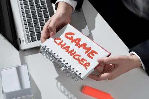 Conceptual caption Game Changer. Internet Concept Sports Data Scorekeeper Fotos de archivo