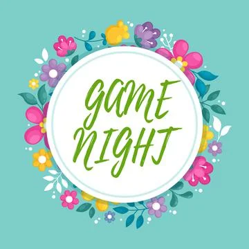 Conceptual caption Game Night. Concept meaning event in which folks get together Stock Illustration