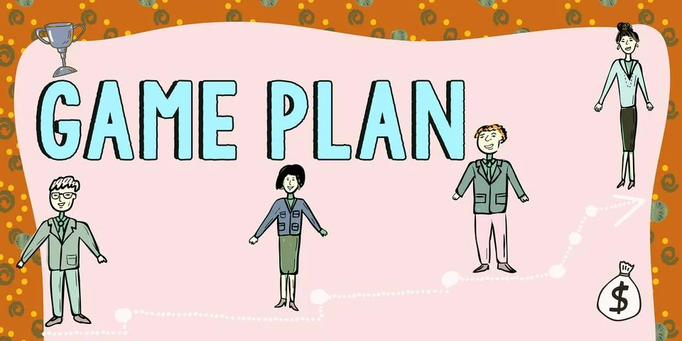 Conceptual caption Game Plan. Business showcase strategy worked out in advance Stock Illustration