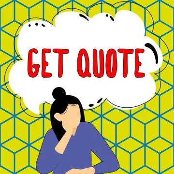 Conceptual caption Get Quote. Internet Concept the most recent price to which a Illustration