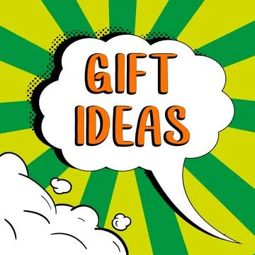 Conceptual caption Gift Ideas. Concept meaning a thought or suggestion for Illustrazione stock