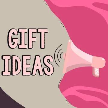 Conceptual caption Gift Ideas. Conceptual photo a thought or suggestion for Illustrazione stock