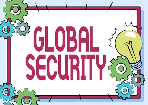 Conceptual caption Global Security. Business concept protection of the world Stock Illustration