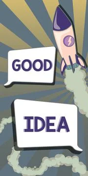 Conceptual caption Good Idea. Concept meaning State of human brain to bring Stock Illustration