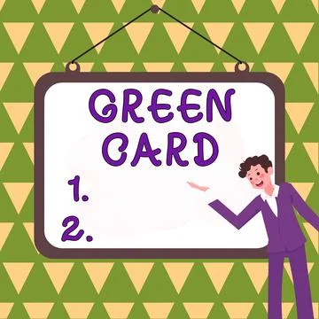 Conceptual caption Green Card. Conceptual photo permit allowing a foreign Stock Illustration