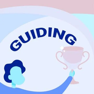 Conceptual caption Guiding. Business overview to show someone how to do Illustrazione stock