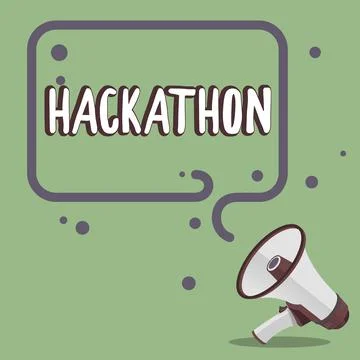 Conceptual caption Hackathon. Business concept event where large number of Stock Illustration