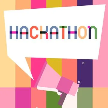 Conceptual caption Hackathon. Business idea event where large number of people Stock Illustration
