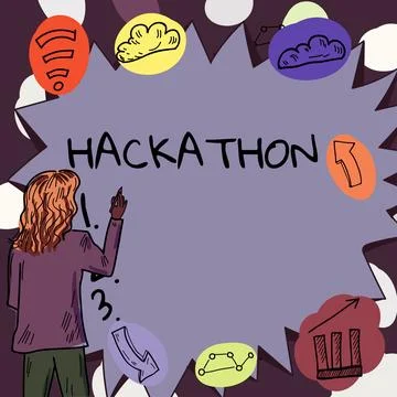 Conceptual caption Hackathon. Concept meaning event where large number of people Stock Illustration