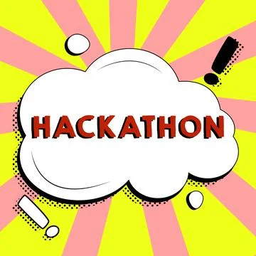 Conceptual caption Hackathon. Word for event where large number of people engage Stock Illustration