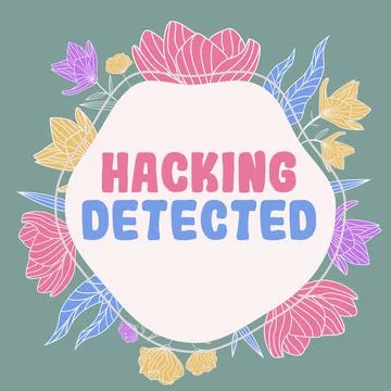Conceptual caption Hacking Detected. Internet Concept activities that seek to Illustrazione stock