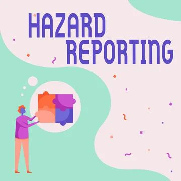Conceptual caption Hazard Reporting. Internet Concept account or statement Illustrazione stock