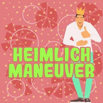 Conceptual caption Heimlich Maneuver. Conceptual photo application of upward Stock Illustration