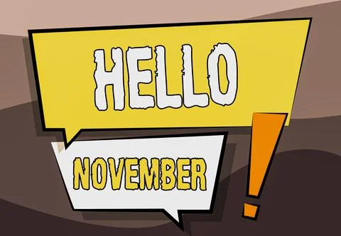 Conceptual caption Hello November. Internet Concept Welcome the eleventh month Stock Illustration