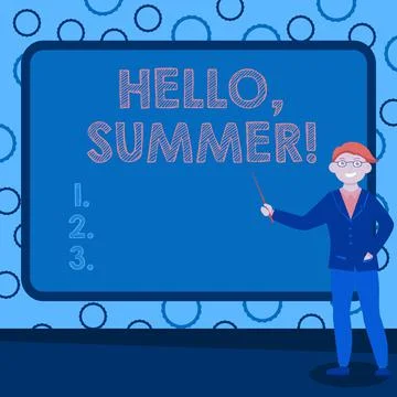 Conceptual caption Hello, Summer. Internet Concept greeting used when the hot Illustrazione stock