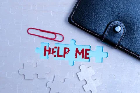 Conceptual caption Help Me. Concept meaning Asking someone to assist you Stock Photos