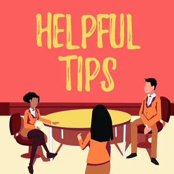 Conceptual caption Helpful Tips. Business showcase Ask an Expert Solutions Hints Stock Illustration