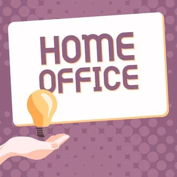 Conceptual caption Home Office. Concept meaning space designated in a person's Stock Illustration