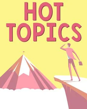 Conceptual caption Hot Topics. Internet Concept subject that a lot of people are Ilustração Stock