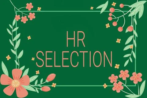 Conceptual caption Hr Selection. Business idea Process and approached by human Stock Illustration