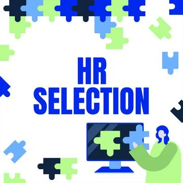 Conceptual caption Hr Selection. Concept meaning Process and approached by human Stock Illustration