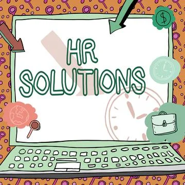 Conceptual caption Hr Solutions. Business approach Outsourced Human resources イラスト素材