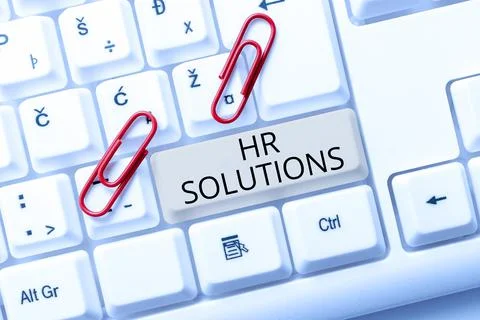 Conceptual caption Hr Solutions. Internet Concept Outsourced Human resources Stock Photos