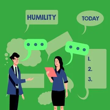 Conceptual caption Humility. Concept meaning being Humble is a Virtue not to Stock Illustration