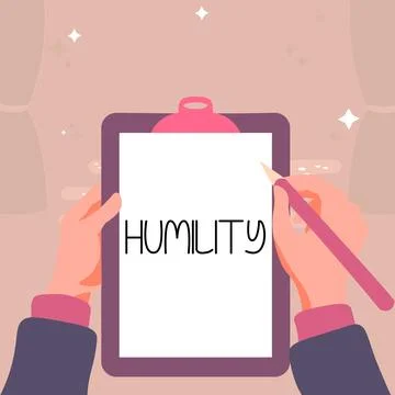 Conceptual caption Humility. Word for being Humble is a Virtue not to Feel Stock Illustration
