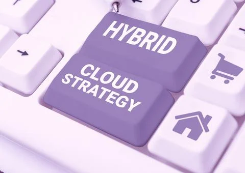 Conceptual caption Hybrid Cloud Strategy. Business showcase Cloud computing 스톡 일러스트