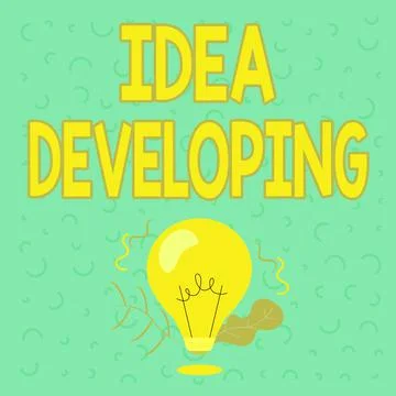 Conceptual caption Idea Developing. Concept meaning innovating the concept and Stock Illustration