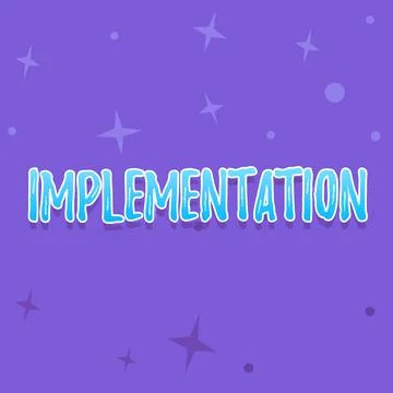 Conceptual caption Implementation. Business idea The process of making something Illustrazione stock