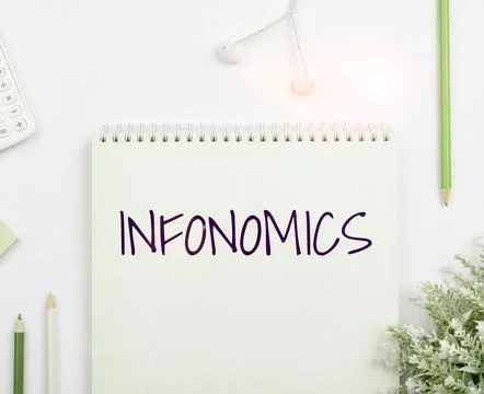 Conceptual caption Infonomics. Word for visual image used to represent 스톡 사진