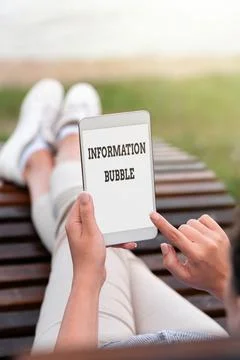 Conceptual caption Information Bubble. Business idea phenomenon that limits an Foto stock